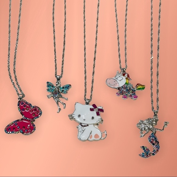 Silver Tone Adorable Pastel Crystal Ballerina Necklace for Teen or Girls - Picture 9 of 10